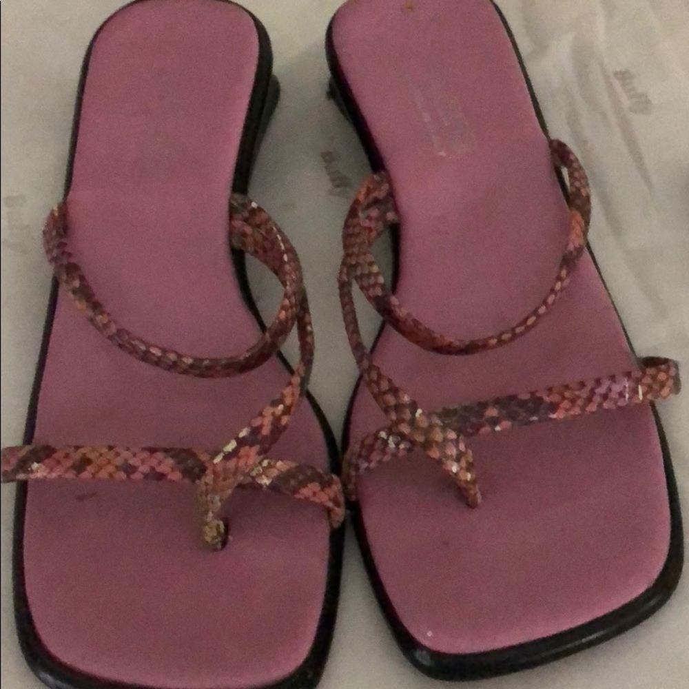 Pink snake skin sandals